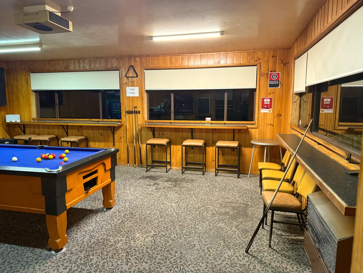 The pool table at the Delegate Hotel.